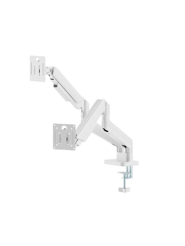 Gembird Desk mounted adjustable double monitor arm 17"-32" - Valkoinen