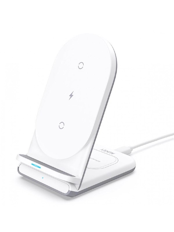 Aukey LC-A2 Aircore 2 in 1 Wireless Charging Stand - White