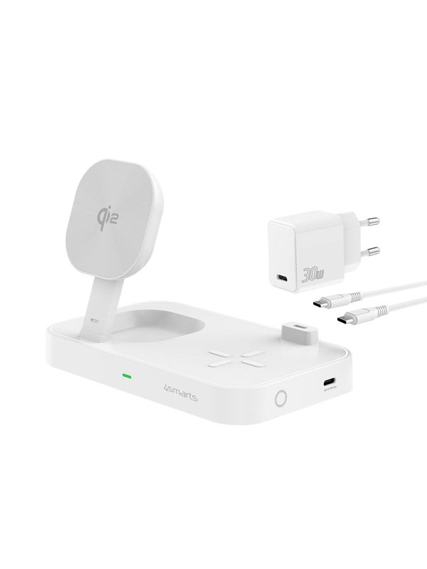 4smarts Trident wireless charging stand - Qi2 - + AC power adapter - 24 pin USB-C - 25 Watt