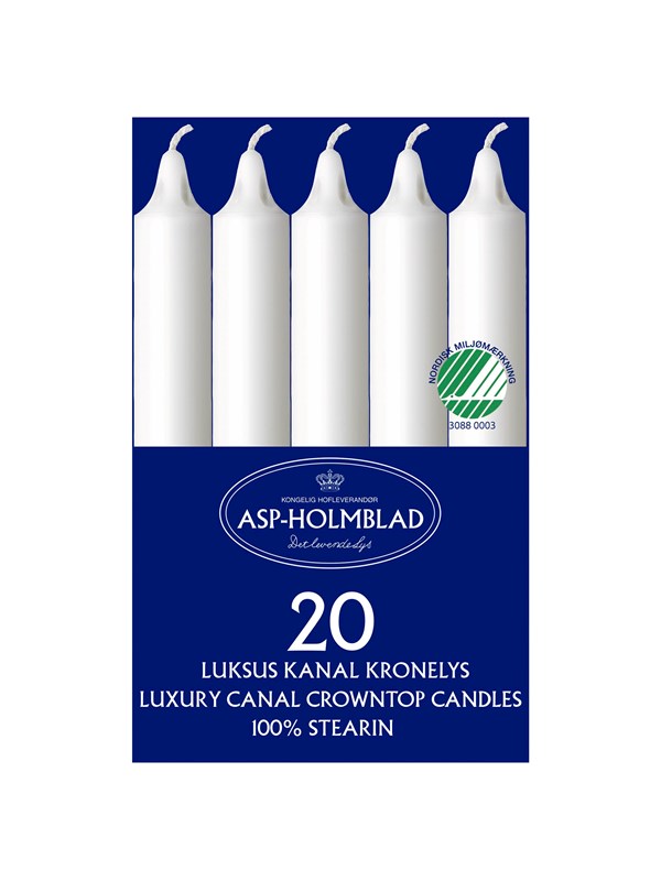 Asp-Holmblad Canal Crowntop -illalliskynttilät valkoiset