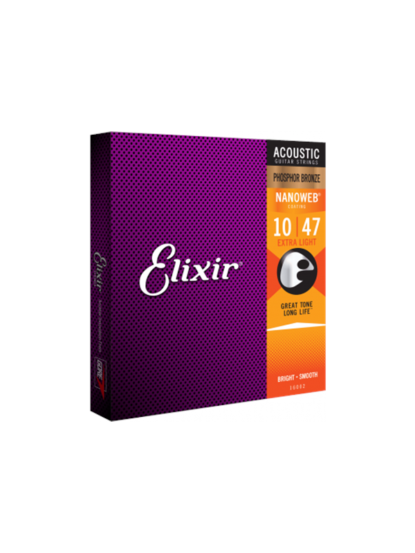 Elixir Strings 16002 - Fosforipronssi - Akustiset kielet - Nanoweb - Extra Custom Light (10-47)