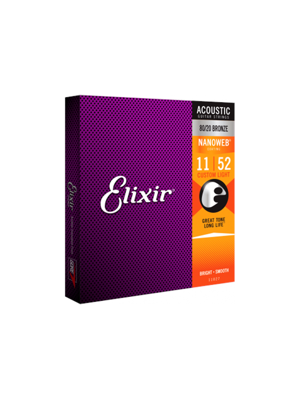 Elixir Strings 11027 - 80/20 Bronze - Akustiset kielet - Nanoweb - Custom Light (11-52)