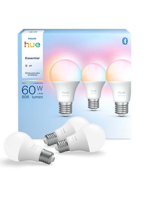 Philips Hue Essential A60 - E27 -älylamppu - 806 lm - 8 W - 3 kpl