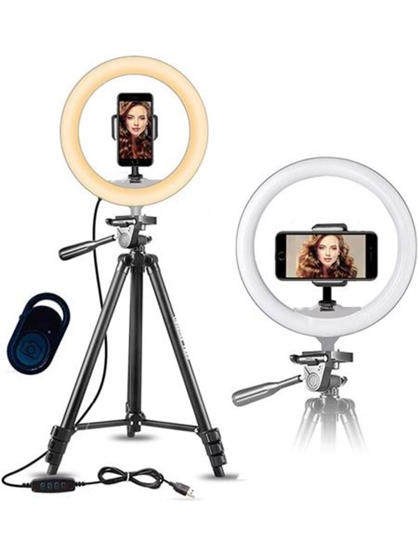 Pro Rengasvalo Jalusta 10"- 52-167 cm - Bluetooth Kaukosäädin - 3000-6500K