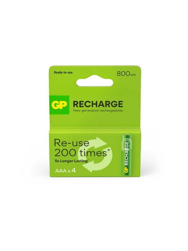 GP Rechargeable Battery AAA 800 mAh x 4 NiMH