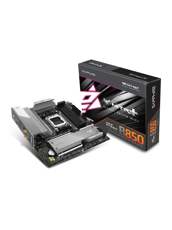 Sapphire NITRO+ B850M WIFI Emolevy - AMD B850 - AMD AM5 - DDR5 RAM - Micro-ATX