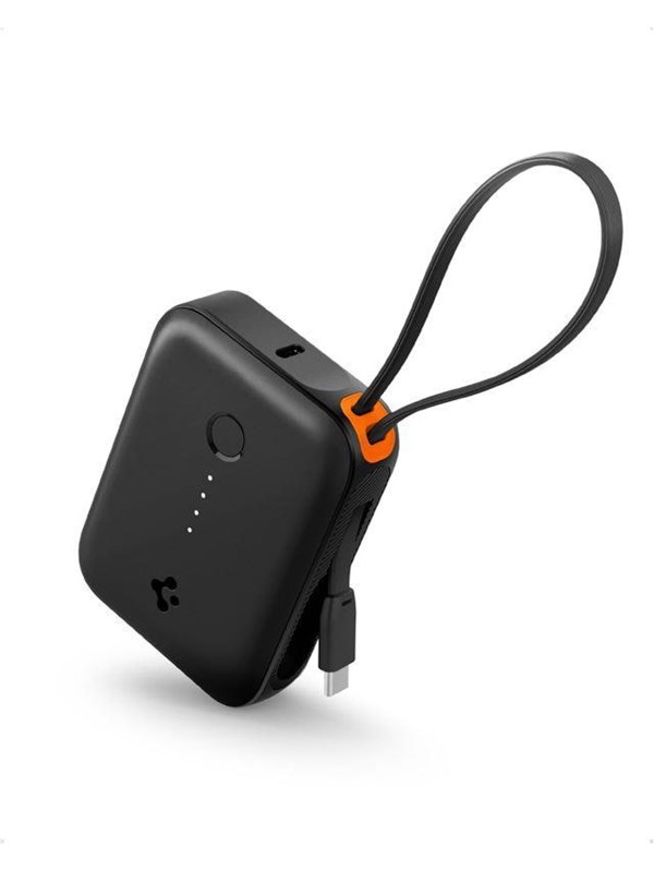 Spigen Essential 10 -000 mAh 30W Power Bank (Built in Cable) - black EA3010BT Powerbank - musta - 10000 mAh