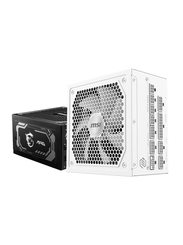 MSI MAG A1000GL PCIE5 WHITE Virtalähde - 1000 mAh - 135 mm - ATX 3.1 - 80 Plus Kulta sertifioitu