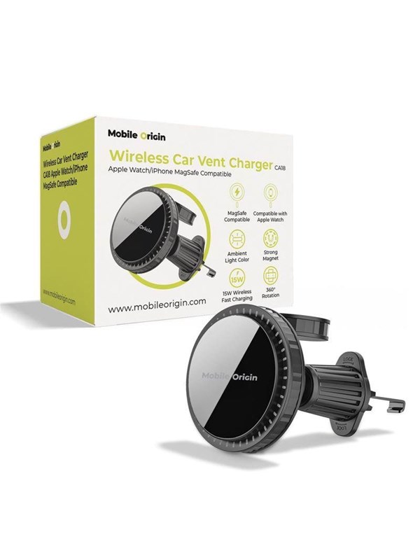 Mobile Origin Wireless Car Vent Charger CA18 - Apple Watch/iPhone MagSafe Compatible