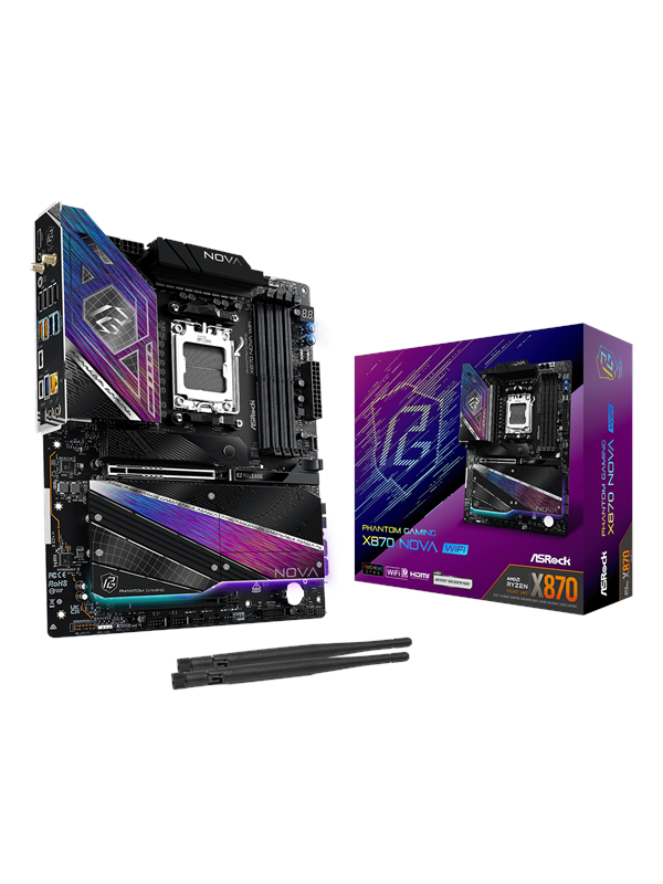 ASRock X870 NOVA WiFi Emolevy - AMD X870 - AMD AM5 - DDR5 RAM - ATX
