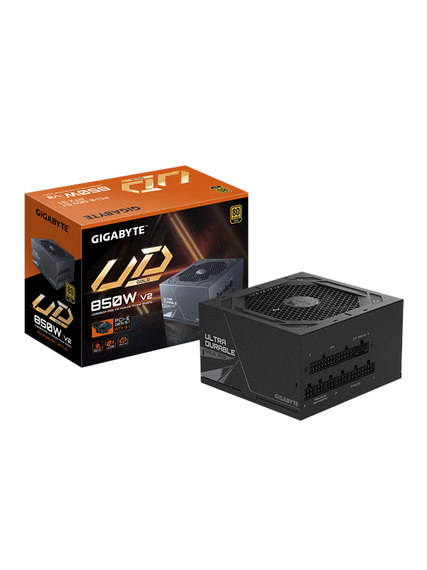 GIGABYTE UD850GM PG5 V2 Virtalähde - 850 Watt - 120 mm - ATX 3.1 - 80 Plus Kulta sertifioitu