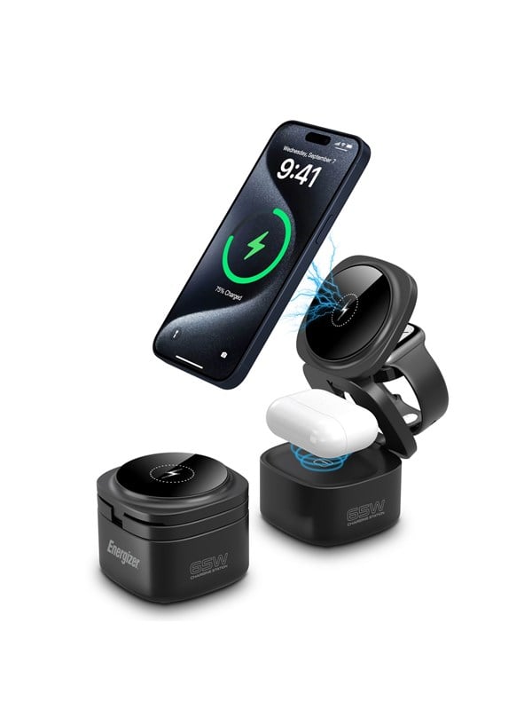 Energizer 3-In-1 Langaton Latausasema - 65W USB-C PD