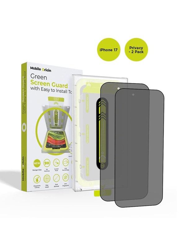 Mobile Origin Screen Guard Privacy with easy applicator - 2 pack - iPhone 17