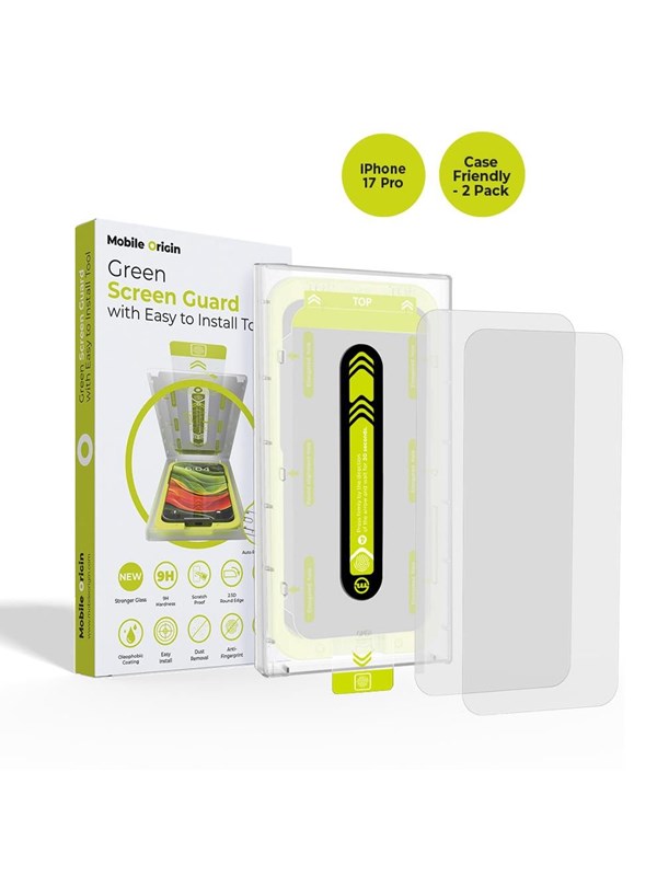 Mobile Origin Screen Guard with easy applicator - case friendly 2 pack - iPhone 17 Pro