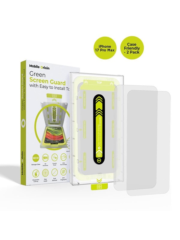 Mobile Origin Screen Guard with easy applicator - case friendly - 2 pack - iPhone 17 Pro Max
