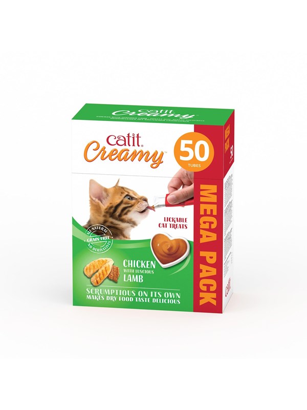Catit - Creamy Treat for Cats - Chicken and Lamb - Mega pack 50 x 10 g