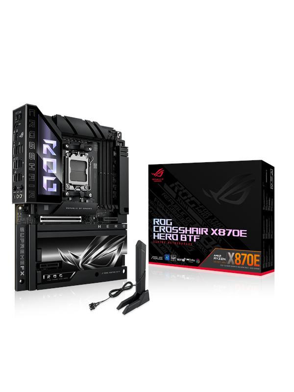 ASUS ROG CROSSHAIR X870E HERO BTF Edition Emolevy - AMD X870E - AMD AM5 - DDR5 RAM - ATX (BTF Standard)