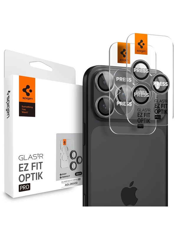 Spigen Glass tR EZ Fit Optik Pro 2 Pack - gray - iPhone 17/16/15/14 Pro / 17/16/15/14 Pro Max