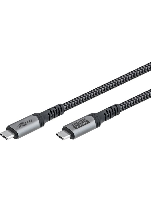 Pro USB-C <-> USB-C - 1.5m - 240 Watt Power Delivery - USB 4.0 / Thunderbolt 4 - Musta