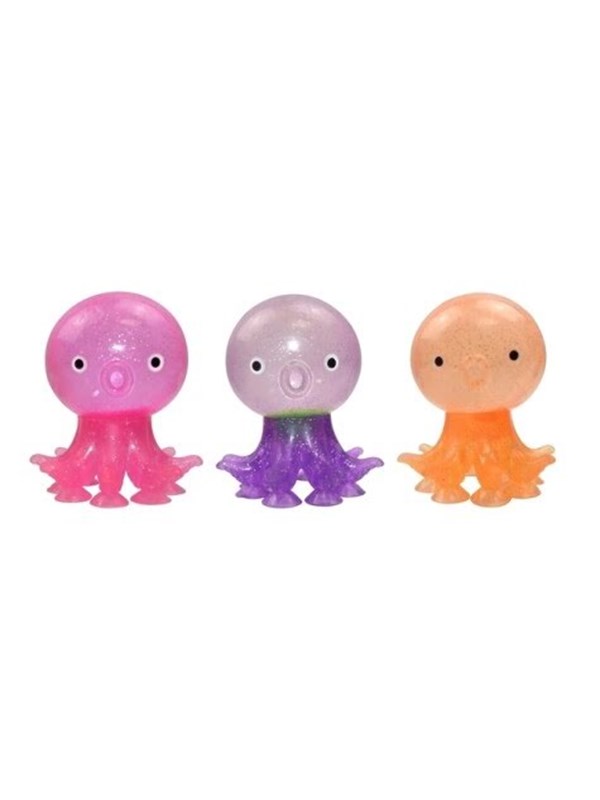 Pocket Money Octopus Glitter Squeeze Ball With Suc - assorted