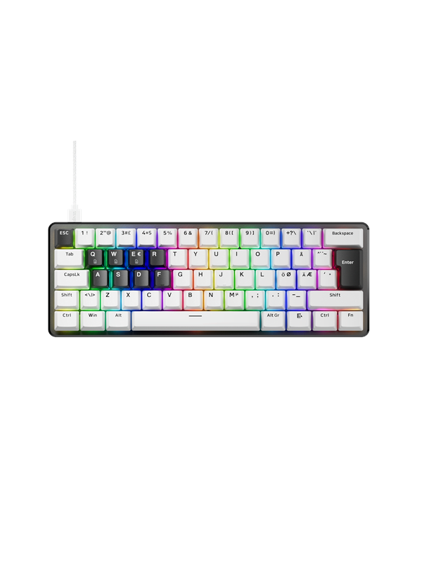 Pulsar PCMK 3 HE 60 (ISO) - Pelinäppäimistö - ilman numpadia - Pohjoismainen - Valkoinen