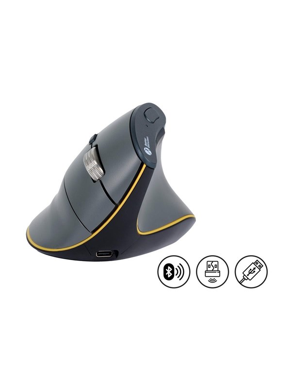 Bakker Elkhuizen FastForward - vertical mouse - Bluetooth 5.1 RF - dark grey - Vertical mouse - Optinen - 8 painiketta - Harmaa