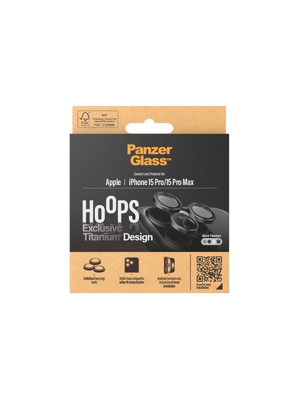 PanzerGlass Hoops® Titanium Camera Lens Protector Black iPhone 15 Pro | 15 Pro Max