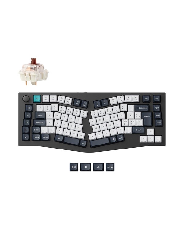 Keychron Q10 MAX 75% (Alice Layout) - Gateron Jupiter Brown - Pelinäppäimistö - ilman numpadia - Pohjoismainen - Sininen