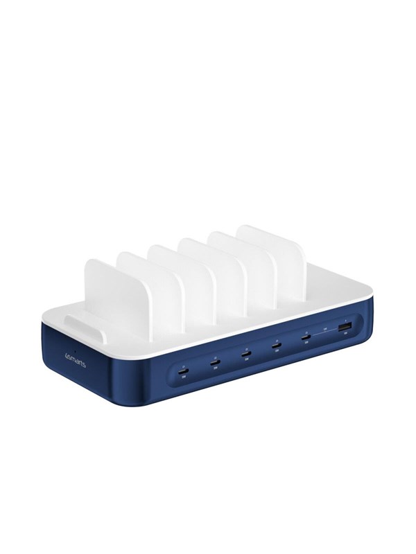 4smarts Charging station Team 100W 1x USB-A port 5x USB-C ports includes 6 cables navy