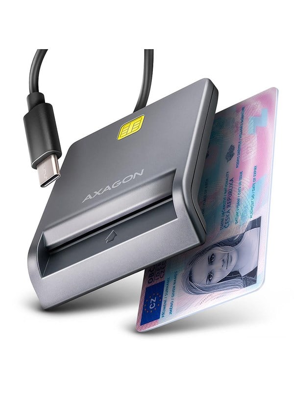 AXAGON USB-C Smart Card / ID Card FlatReader