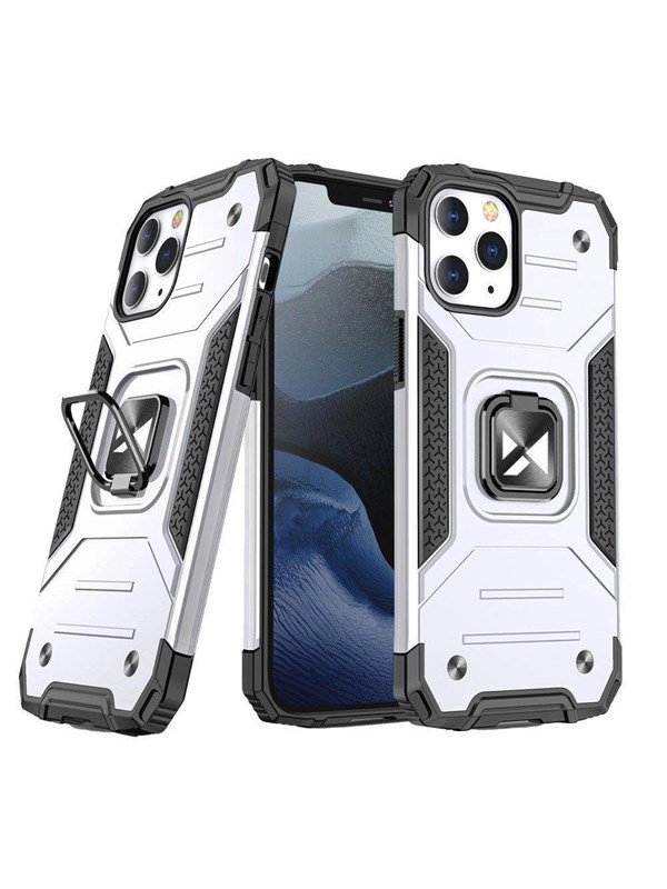 Wozinsky Ring Armor case for iPhone 14 Pro armored cover magnetic holder ring silver