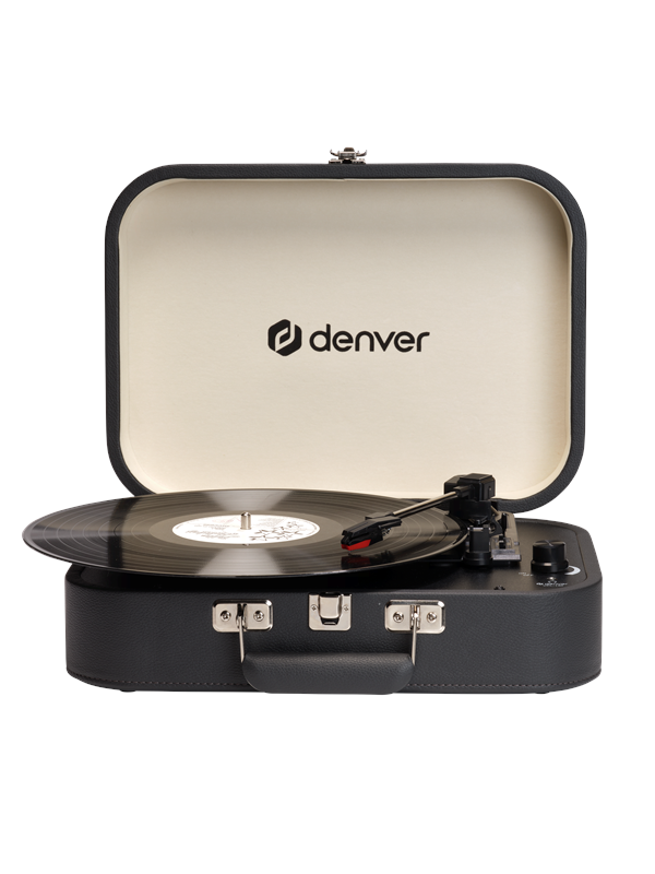 DENVER VPL-130DGR Retro designed suitcase turntable with PC recording via USB - Levysoitin musta