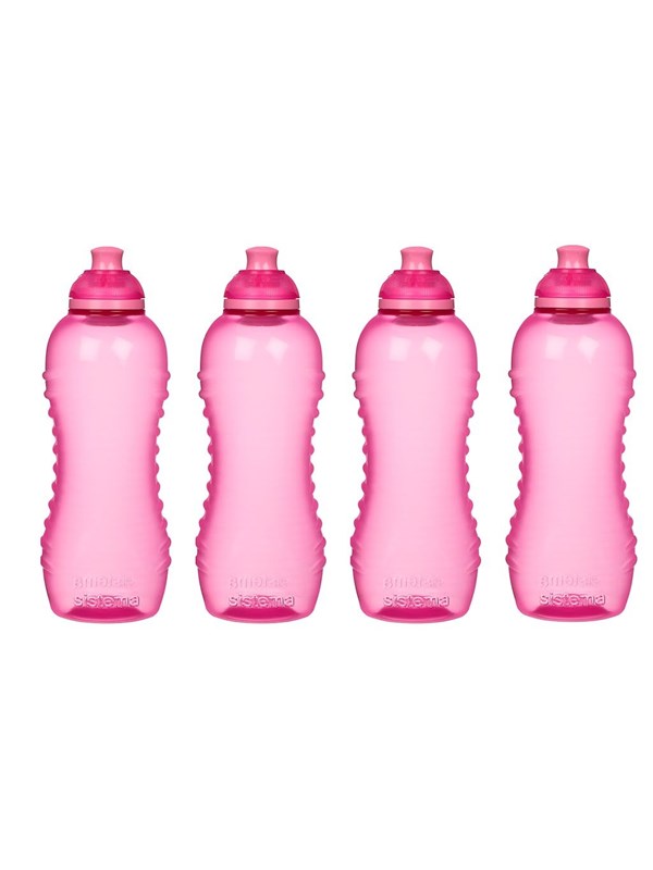 Sistema 460ml Squeeze Bottle Pink 4 Pack