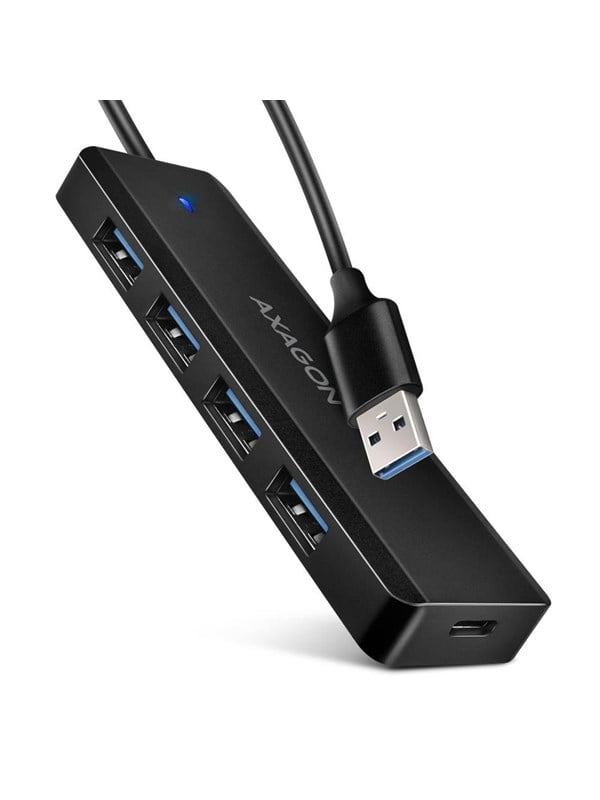 AXAGON SuperSpeed USB-A Travel Hub USB hub - 4 porttia - USB 3.2 - Musta