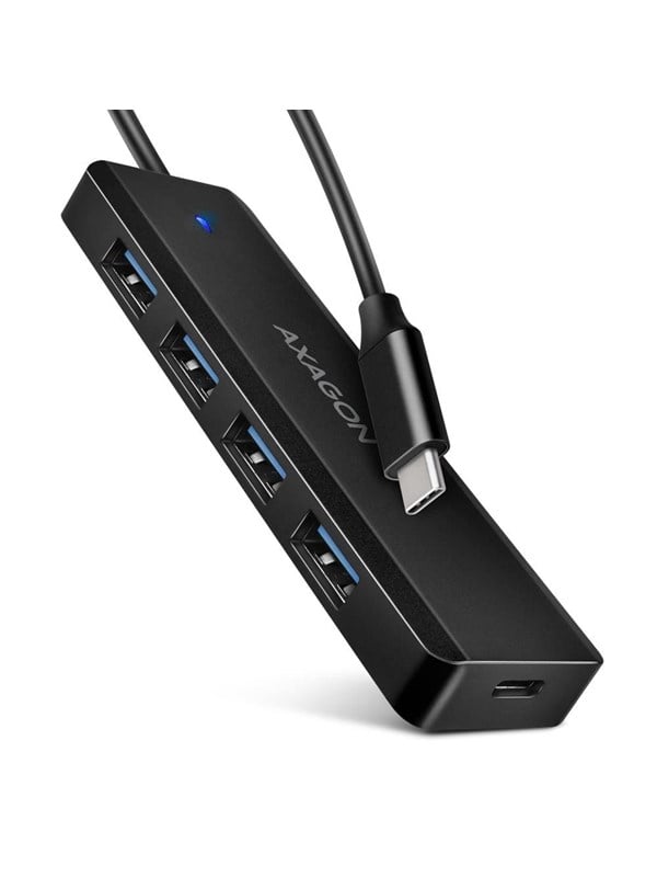 AXAGON SuperSpeed USB-C Travel Hub USB hub - 4 porttia - USB 3.2 - Musta