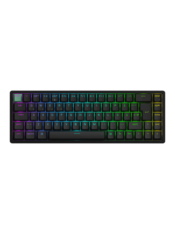 Keychron K6 HE Wireless Tri-Mode - Pelinäppäimistö - ilman numpadia - Pohjoismainen - Musta