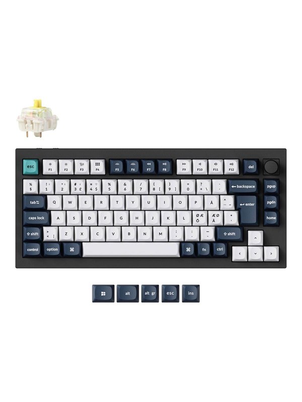 Keychron Q1 MAX 75% Knob Wireless Tri-Mode QMK/VIA - Gateron Jupiter Banana - ND - Näppäimistö - Pohjoismainen - Musta
