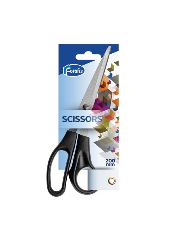 CENTRUM Scissors 20cm. Black handle. On blister card