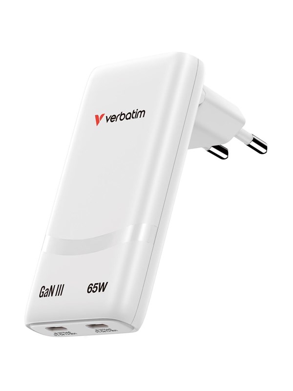 Verbatim Fold 'n' Go GaN Charger 65W EU plug White