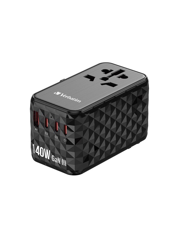 Verbatim UTA-10 power adapter - GaN III universal - 3 x USB-C USB - 140 Watt