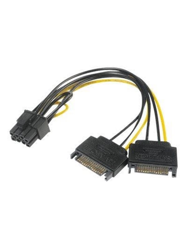 Akasa - Strømforsyningsadapter - SATA strøm (han) til 8 pin PCIe-strøm (6+2) (hun) - 15 cm