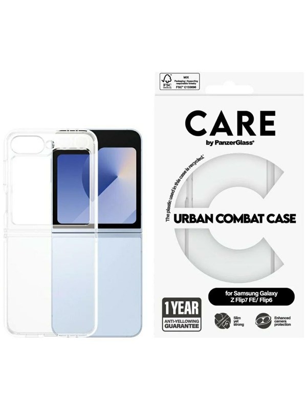 CARE by PanzerGlass Flagship Case Transparent Urban Combat w. Clear Frame Samsung Galaxy Z Flip7 FE | Flip6