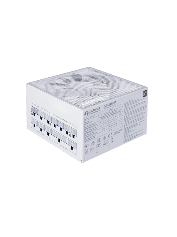 Lian Li SX 850 - White Virtalähde - 850 Watt - 120 mm - ATX 3.1 - 80 Plus Platina sertifioitu