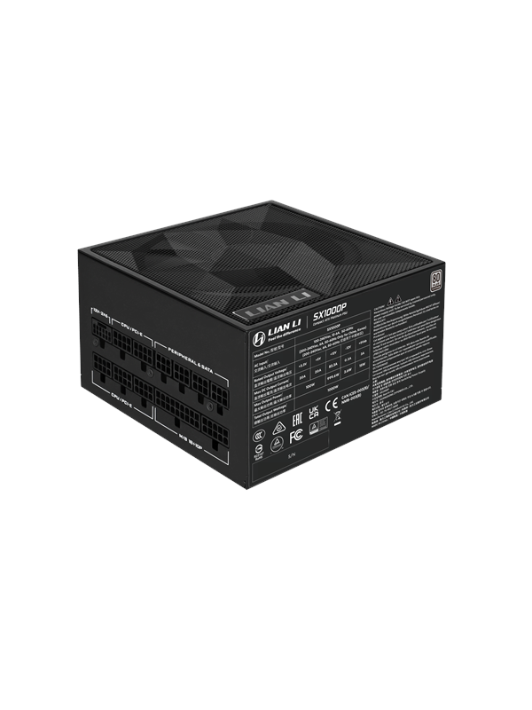 Lian Li SX 1000 Virtalähde - 1000 Watt - 120 mm - ATX 3.1 - 80 Plus Platina sertifioitu