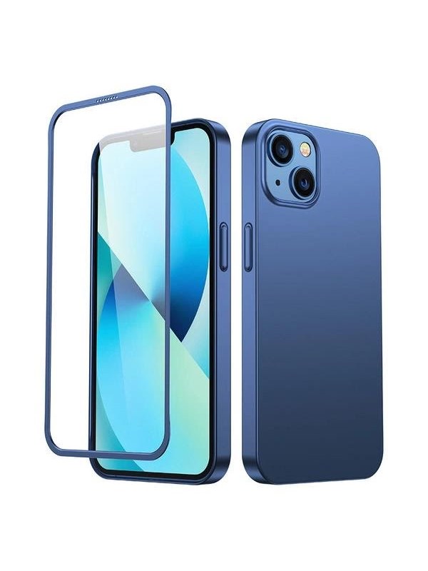 Joyroom 360 Full Case front and back cover for iPhone 13 + tempered glass screen protector blue (JR-BP927 blue)
