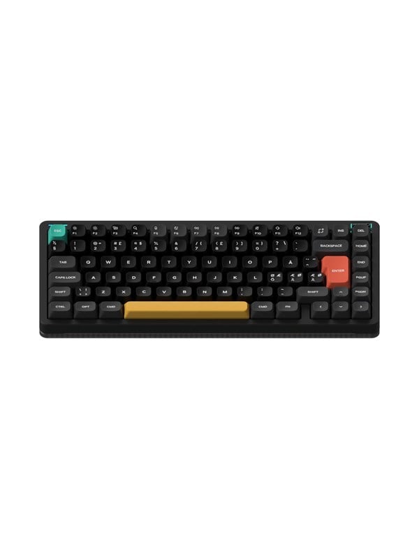 NuPhy Halo75 V2 Obsidian Black - Lemon - Pelinäppäimistö - ilman numpadia - Pohjoismainen - Musta