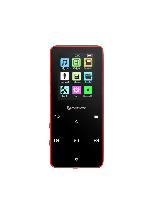 DENVER MP-1830R RED - MP4 media player with built-in bluetooth and rechargeable battery - MP3 player 4 GB