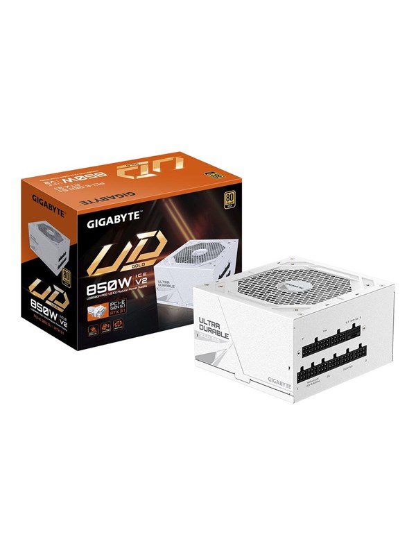 GIGABYTE UD850GM PG5 V2 ICE Virtalähde - 850 Watt - 120 mm - ATX 3.1 - 80 Plus Kulta sertifioitu