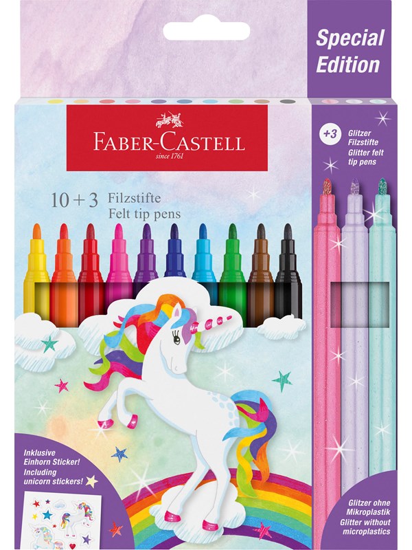 Faber-Castell Felt-tip pen unicorn 10+3 + stickers