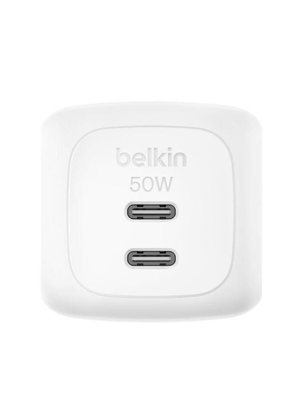 Belkin BoostCharge 50W Dual USB-C PD Wall Charger with PPS WHT
